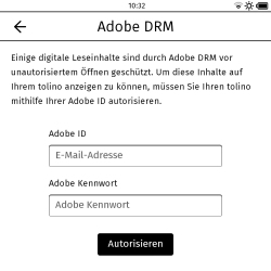 Adobe-ID auf dem Tolino hinterlegen Schritt 2